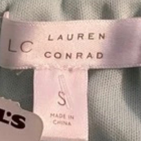 LC LAUREN CONRAD Green Midi Skirt Fitted Peplum Hem Lace Pointelle Size Small - Picture 6 of 8